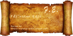 Fürster Edit névjegykártya